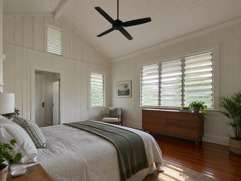 Ceiling fan in a bedroom