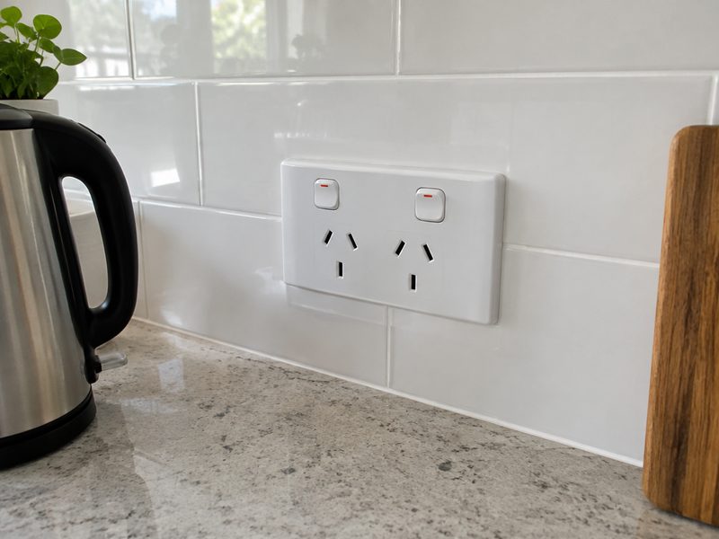 Double power point on a kitchen bench