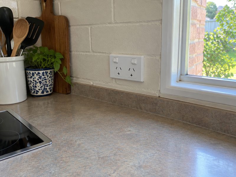 Double power point on a kitchen bench