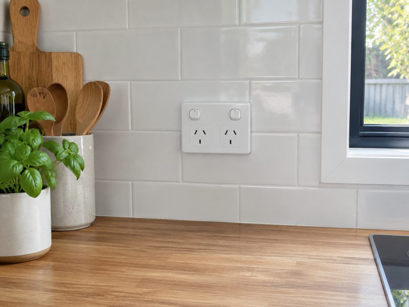 Double power point on a kitchen bench